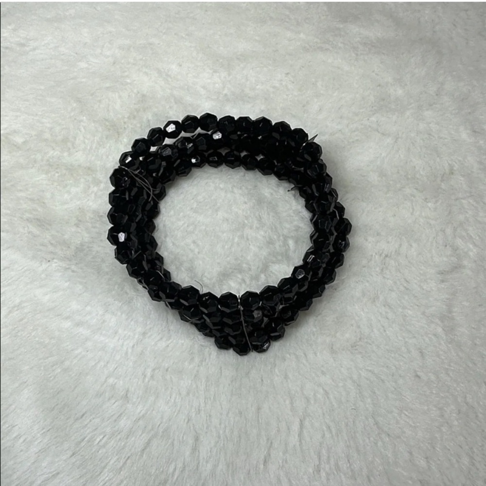 Black Faceted Bead Stretch Bracelet - Women Jewelry